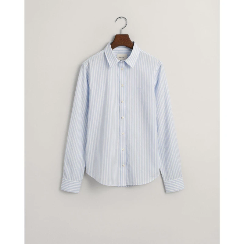 Image of Gant Poplin Striped Shirt - Blue Blue 8