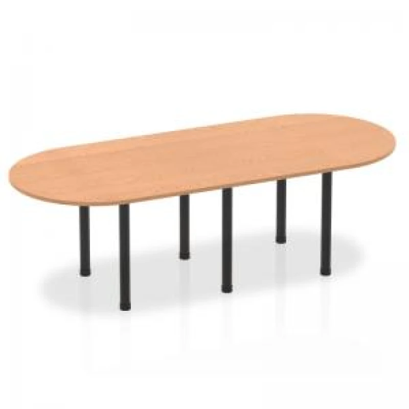 Image of Dynamic Impulse 2400mm Boardroom Table Oak Top Black Post Leg I004185
