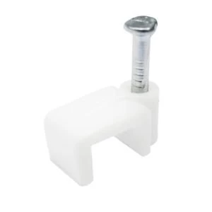 Image of BQ White 0.8mm Oval Cable Clips Pack of 20