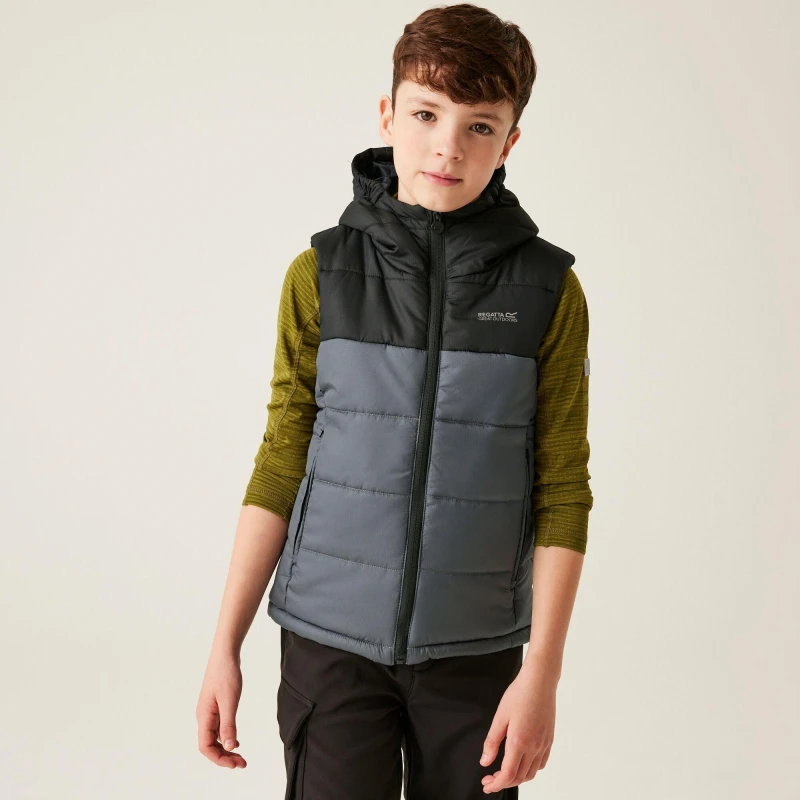 Image of Regatta Boys Loft House II Padded Bodywarmer Gilet 5-6 Years - Chest 59-61cm (Height 110-116cm) Black Seal Grey RKB070B-28P-5