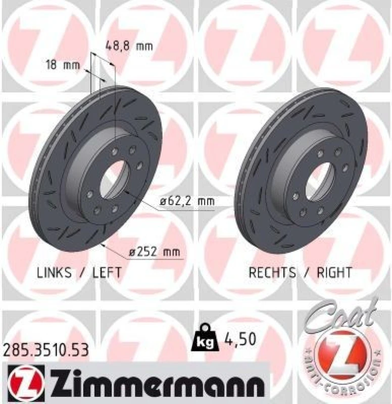 Image of ZIMMERMANN Brake disc ZIMMERMANN 285.3510.53