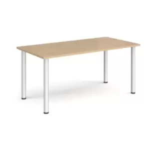 image of Rectangular silver radial leg meeting table 1600mm x 800mm - kendal oak