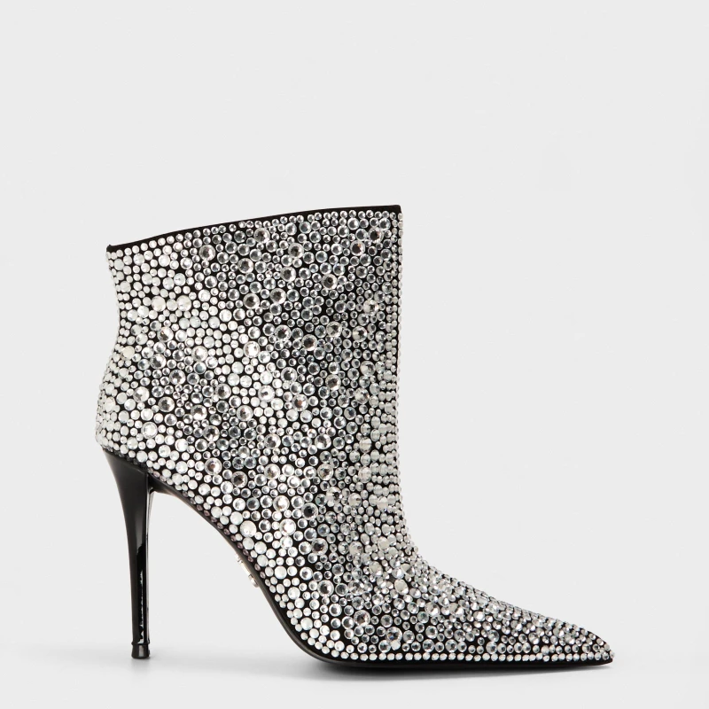 Image of Steve Madden Womens Sentinel R Ankle Heeled Boots Rhinestone female 3 (36)