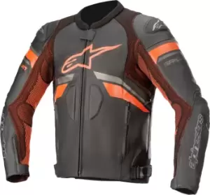 Alpinestars GP Plus R V3 Rideknit Motorcycle Leather Jacket, black-orange, Size 52, black-orange, Size 52