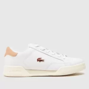 image of Lacoste White & Pink Twin Serve Trainers