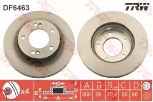 Image of TRW Brake disc Vented DF6463 Brake rotor,Brake discs SSANGYONG,RODIUS II,RODIUS,Stavic SUV