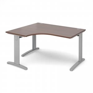 Image of TR10 Deluxe Left Hand Ergonomic Desk 1400mm - Silver Frame Walnut Top