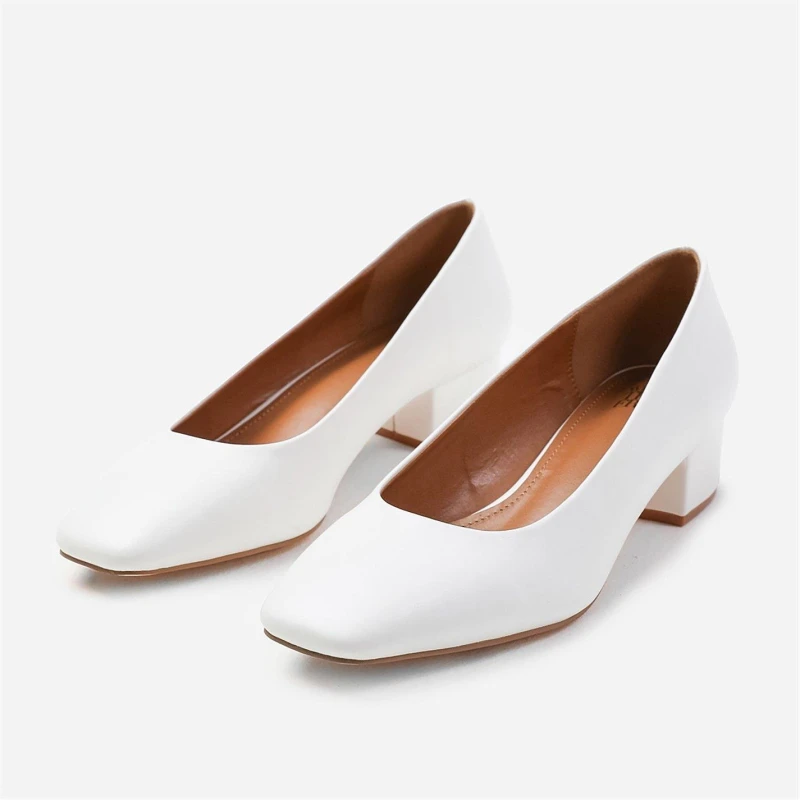 Image of Where's That From 'Seattle' Low Block Heel With Square Toe White