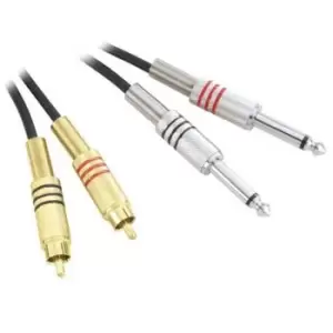 image of 1m Adam Hall Twin Channel Audio Cable 2x 6.35mm Male Mono Jack to 2x M