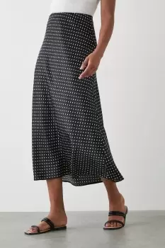 Image of Spot Satin Bias Midi Skirt
