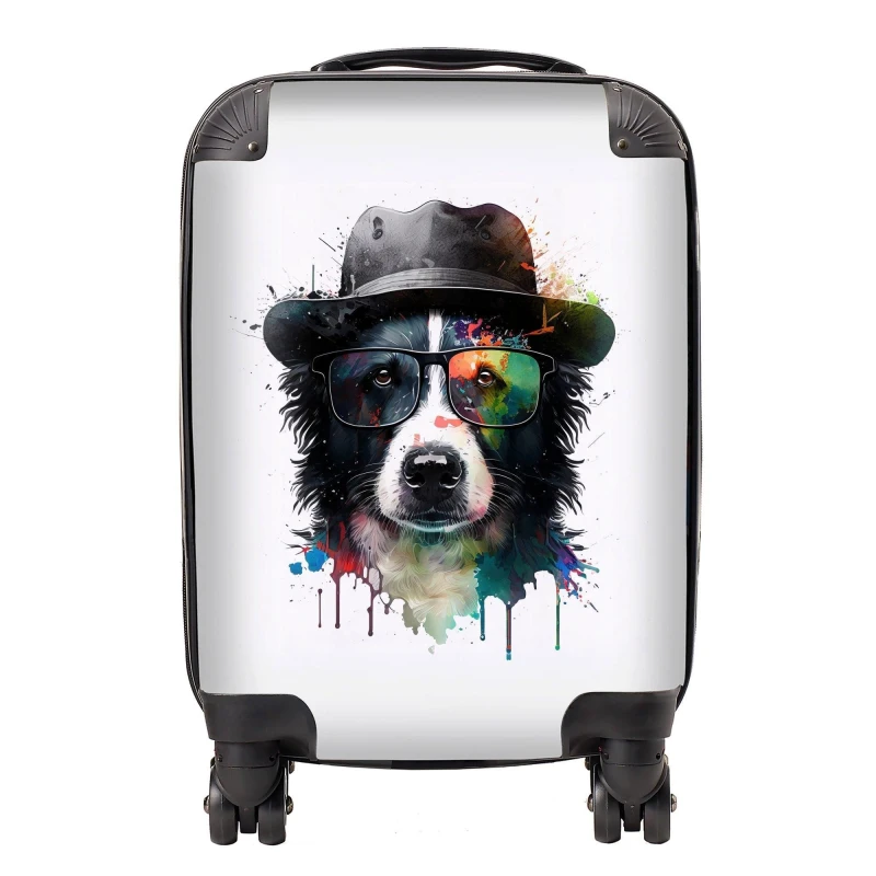 Image of Warren Reed - Designer Border Collie Dog Splashart Suitcase Size: Small Multicolor Unisex Small