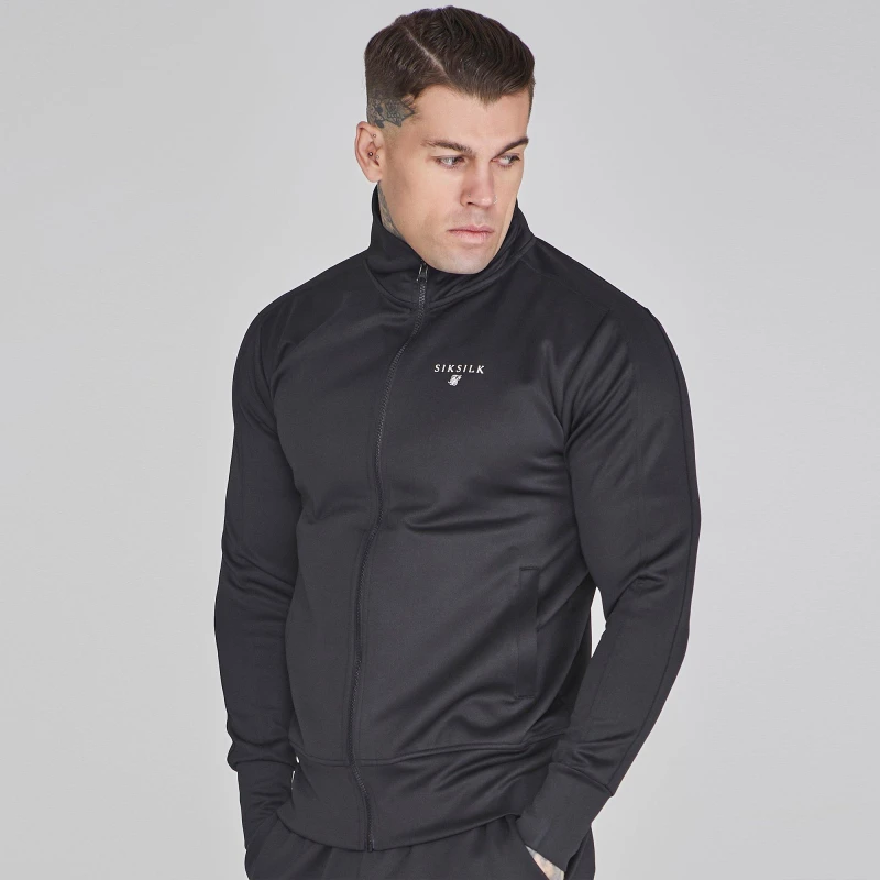 Image of SikSilk Tracksuit Top Mens Black male 2X Large