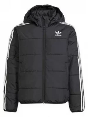 Image of Boys, adidas Originals Junior Unisex Padded Jacket, Black/White, Size 14-15 Years