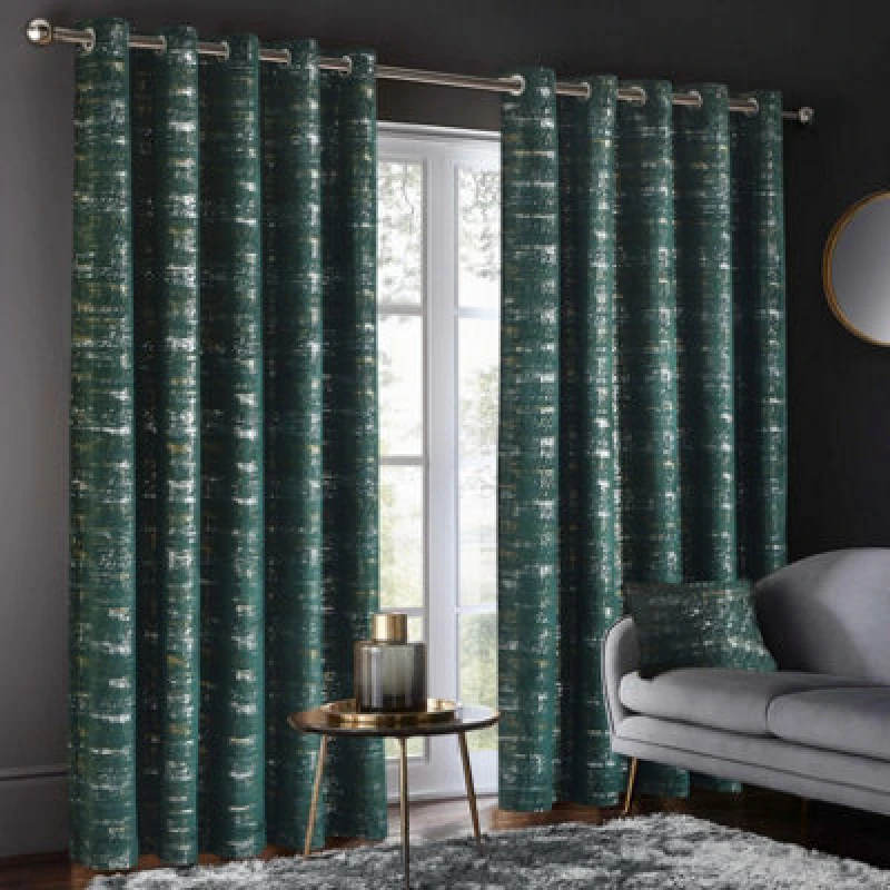 Image of Intimates Warwick Readymade Eyelet Curtains in Green Size: 228cm width x 183cm drop Green Unisex 228cm width x 183cm drop