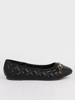 image of Dorothy Perkins Quilted Ballet Flats - Black, Size 7, Women