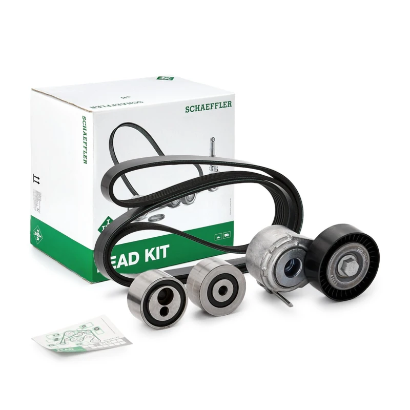 Image of INA 529 0156 10 V-ribbed belt set Check alternator freewheel clutch & replace if necessary V-Ribbed Belt Set (542)