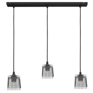 Santos Straight Bar Pendant Ceiling Light Black, Smokey 60cm