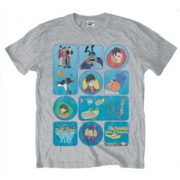 Image of The Beatles Sub Montage Mens Grey Heather T Shirt: X Large