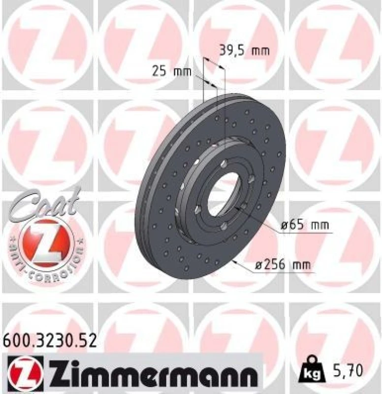 Image of ZIMMERMANN Brake disc ZIMMERMANN 600.3230.52