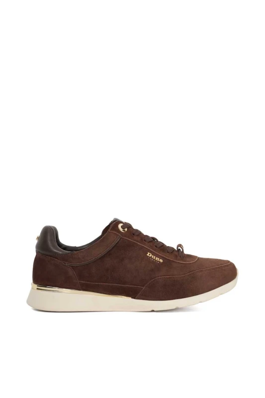 Image of Dune London Womens 'Entitle' Suede Trainers in Brown Size: 3 Brown Female 3