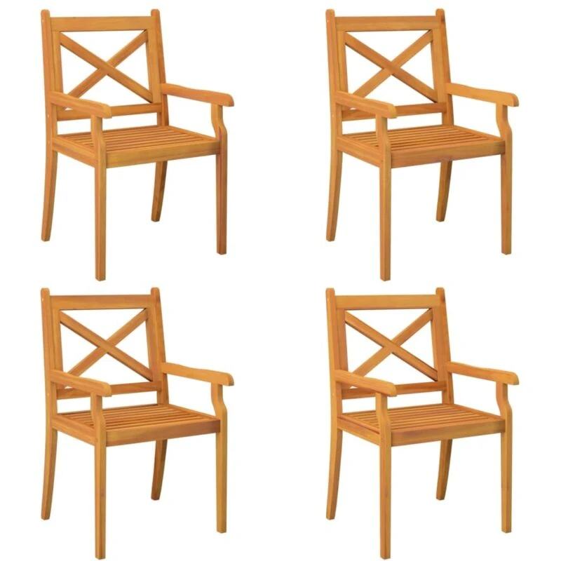 Image of vidaXL Outdoor Dining Chairs 4 pcs Solid Wood Acacia, Brown 3098660