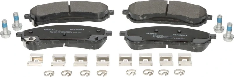 Image of MAPCO 106127 Brake pad set Rear Axle, with acoustic wear warning, with accessories, with brake caliper screws Brake Pad Set,disc brake (402)