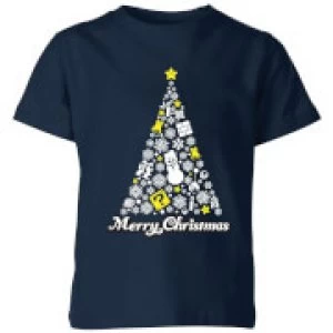 Image of Nintendo Super Mario White Christmas Merry Christmas Kid's T-Shirt - Navy - 11-12 Years