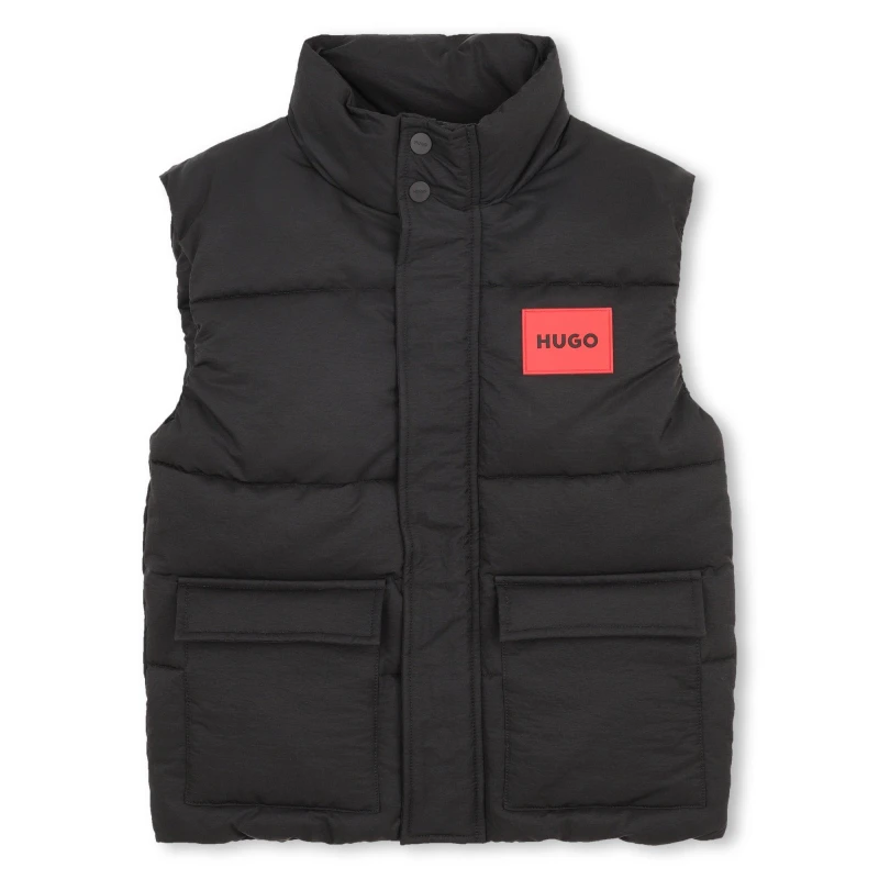 Image of Hugo Logo Gilet Jn62 Black 09B male 8Y