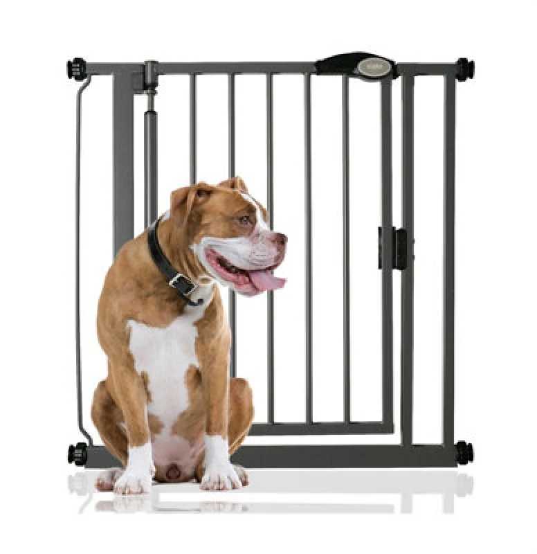 Image of Bettacare Auto Close Pet Gate, 75Cm - 82Cm, Slate Grey, Pressure Fit Stair Gate For Dog & Puppy