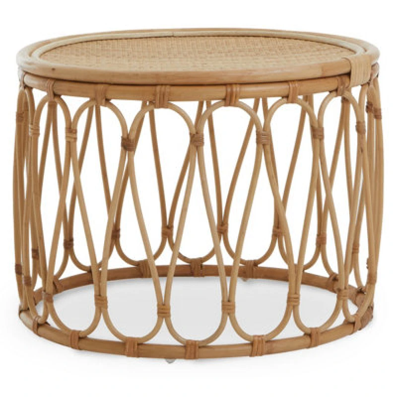 Image of Orsina Sustainable Natural Rattan Table, Decorative Frame Garden Furniture, Elegant Open Weave Garden Table