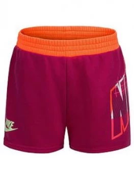 Image of Nike Younger Girls Printed Shorts - Purple, Purple, Size 2-3 Years