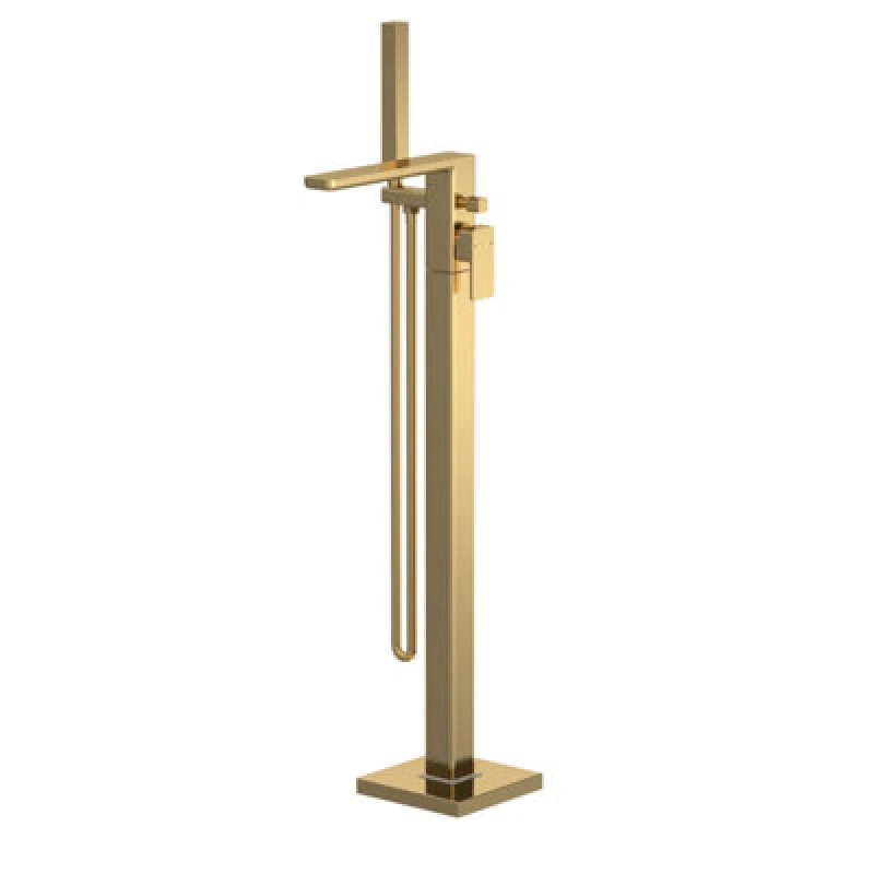 Image of Balterley Freestanding Square Bath Shower Mixer Tap Brushed Brass Metallics unisex