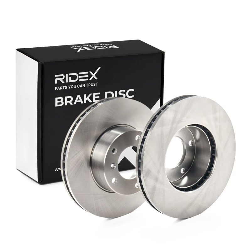 Image of RIDEX 82B1177 Brake disc Front Axle, Vented, Cast Iron, Uncoated, Untreated, without bolts/screws Cast Iron Brake Disc (82)