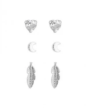 Image of Simply Silver Leaf Stud Earrings 3 Pack
