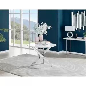 Image of Furniture Box Novara 100cm White High Gloss Table - Silver