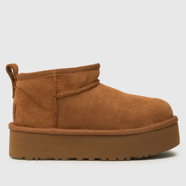 Image of UGG chestnut classic ultra mini platform Junior boots Brown UK 12
