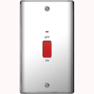 Image of BG Nexus Metal Polished Chrome Double Cooker Switch with Power Indicator 45A - NPC72