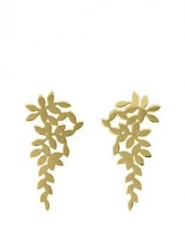 image of Sara Miller 18Ct Gold Plated Scattered Leaf Drop Earrings