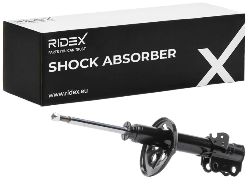Image of RIDEX 854S0427 Shock absorber Front Axle Right, Gas Pressure, Twin-Tube, Suspension Strut, Bottom Clamp Shock Absorber (854)