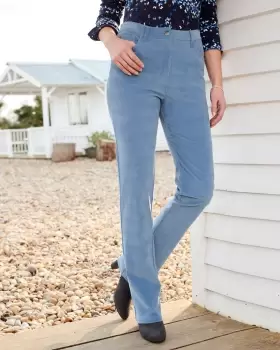 Image of Cotton Traders Womens Ella Stretch Cord Straight Leg Jeans in Blue