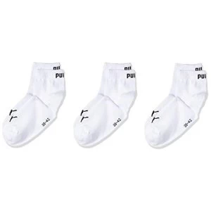 Puma Unisex Quarter Plain Socks (3 Pair Pack), White (White), 12-14 (Manufacturer Size: 47-49)