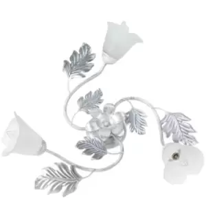 Image of Onli Marilena 3 Light Multi Arm Semi Flush Ceiling Lamp, White, Silver