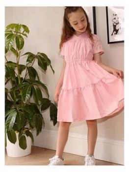 Image of Chi Chi London Girls Autumn Ruched Bodice Dress - Pink, Size 8 Years, Women
