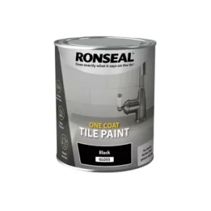 image of Ronseal One Coat Tile Paint Black Gloss 750ml