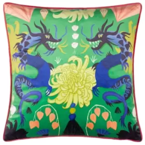 Image of Dragons Illustrated Cushion Green