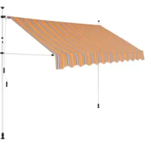 Image of Manual Retractable Awning 250cm Yellow and Blue Stripes Vidaxl Multicolour