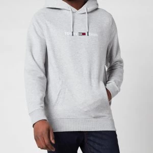 Image of Tommy Jeans Mens Straight Logo Hoodie - Grey - L
