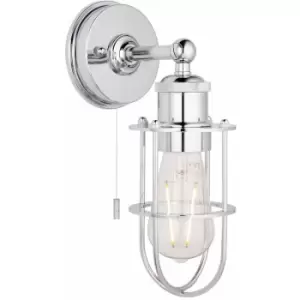 image of Loops - Chrome Plated Industrial Caged Bathroom Wall Light - IP44 Rated - Knurled Detail