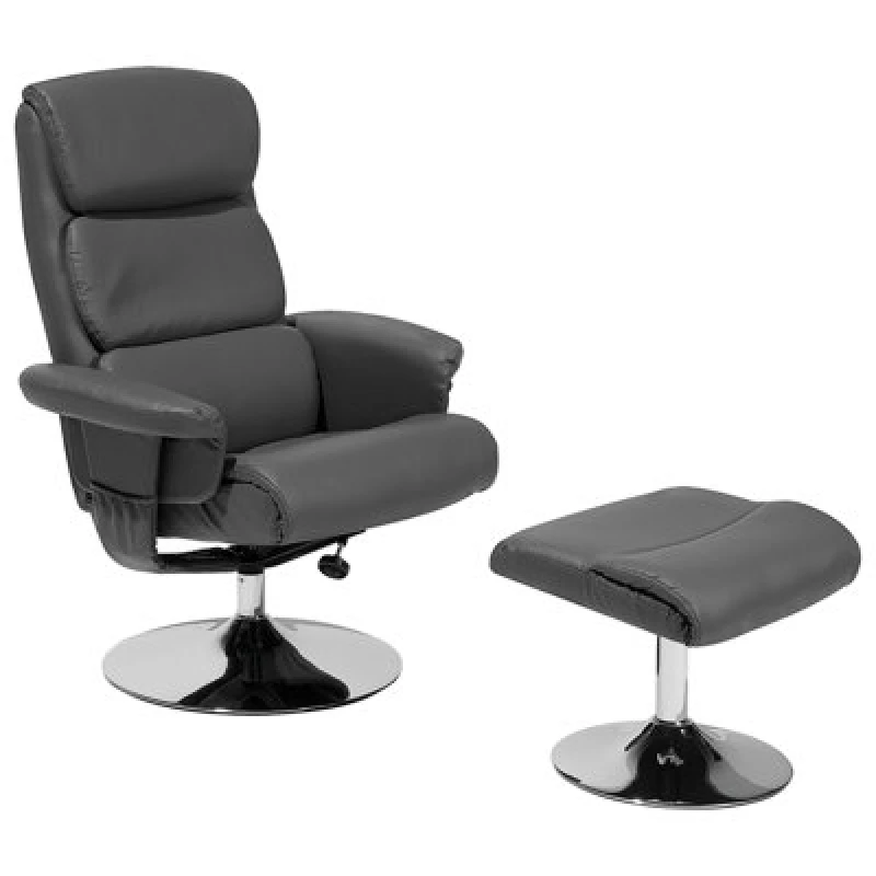 Image of Beliani Massage Chair Legend With Footstool Faux Leather Grey