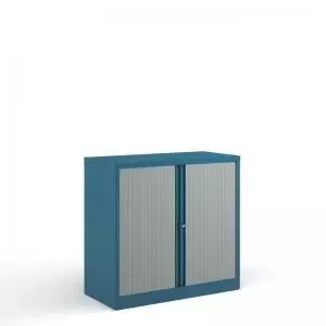 image of Bisley systems storage low tambour cupboard 1000mm high - blue